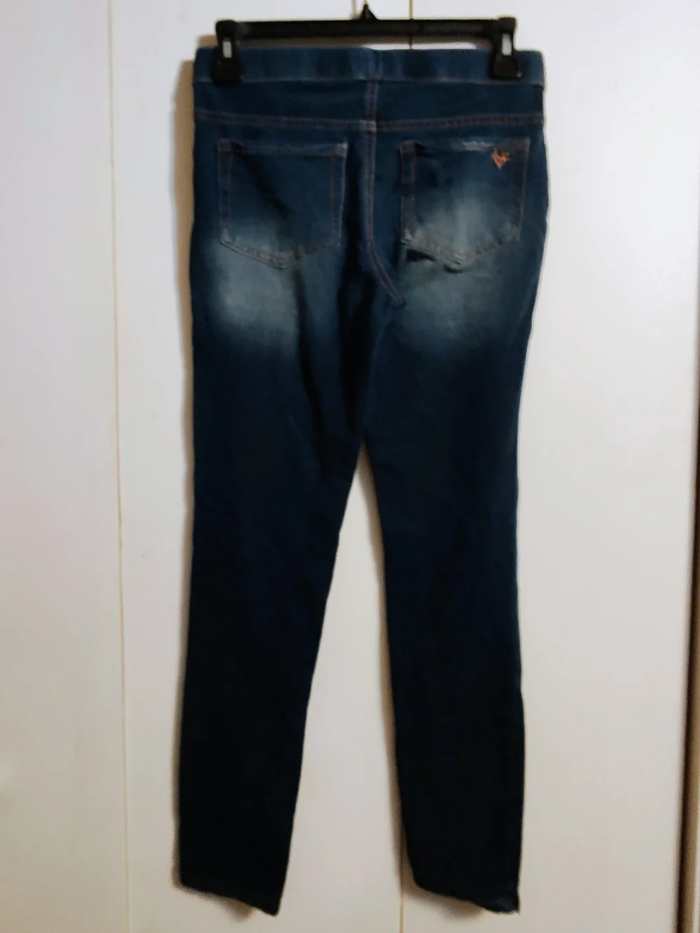 Justice Girls Dark Blue Denim Jeggings with Pink Logo Stitching